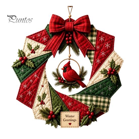 Progetti Creativi Fai da Te per la Casa Ghirlanda Patchwork Kit Artigianale, Modelli Stagionali da Cucito Natalizio, Kit Trapuntatura Fatti a Mano per Adulti Stile Rustico