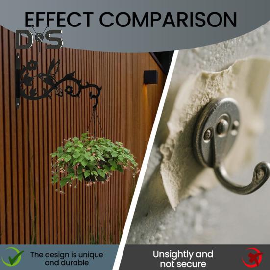 Colgadores de plantas de pared resistentes, ganchos metálicos para exteriores, soportes para linternas, macetas y comederos para pájaros.