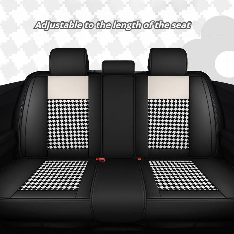Universal 5-Piece Car Seat Covers Classic Black White | Breathable Durable Fabric, All-Season Protection for Sedan, SUV, Truck