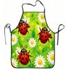 1pc Ladybug and Daisy Garden Print Apron, Durable and Easy To Clean, Adjustable Waistband, Polyester Material, for Kitchen Cooking, Gardening, Orchard