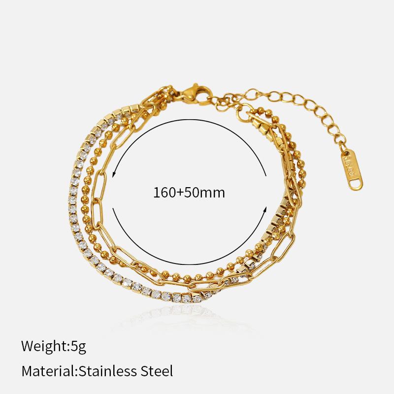 

Diamond Inlaid Minimalist Stainless Steel Bracelet For Women Luxury Premium 18K Gold Tarnish Free Titanium Steel Jewelry 3