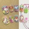 Kawaii Handmade Square Press On Nails Art Party Stickers Cute Flower Panda Bear Animal Custom Acrylic Fake Nails
