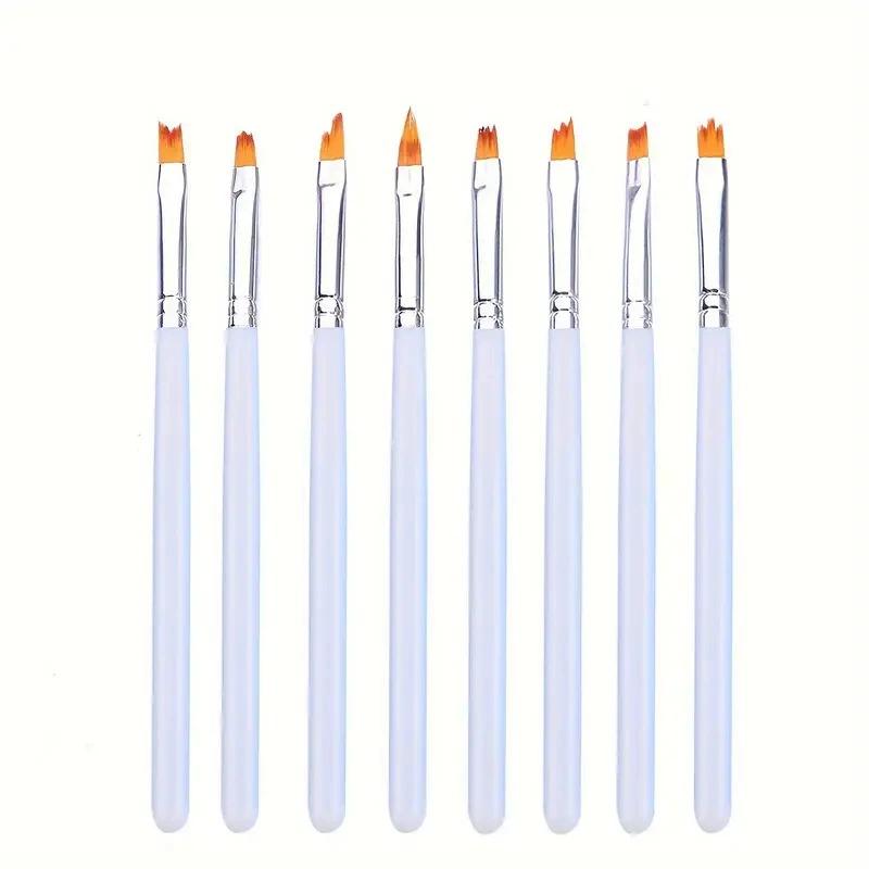 8pcs Nail Art Brush Set Professional Acrylic Gel Design Tools 3D Builder Pen for Salon-Quality Manicures at Home