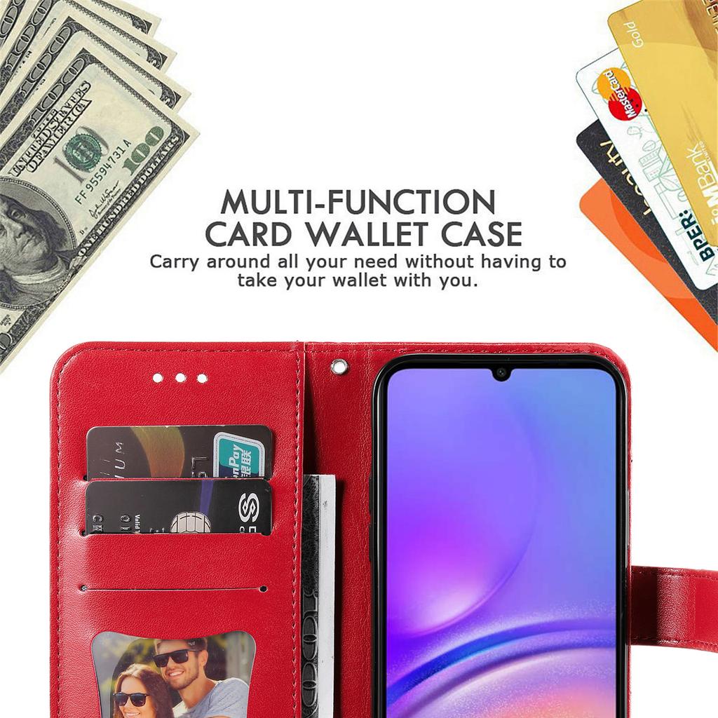 For Samsung Galaxy A05 4G Case Floral Pattern PU Leather Wallet Stand Phone Cover