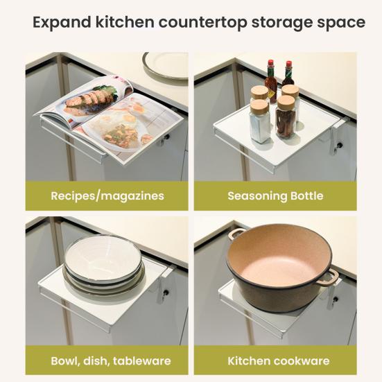 Countertop Storage Rack Strong Load-bearing Foldable Design Simple Installation Kitchen Cabinet Door Hanging Shelf