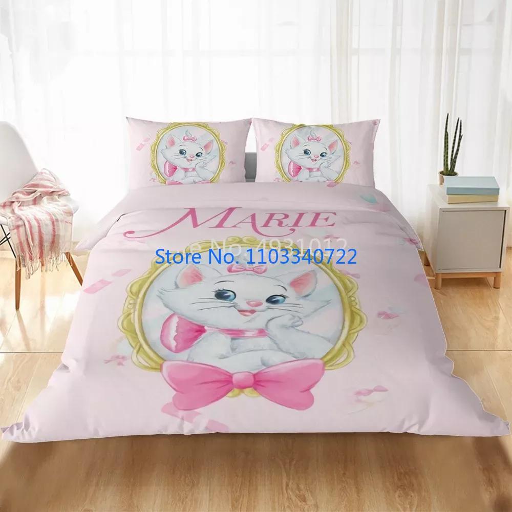 Cute Marie Cat Cartoon Bedding Sets Duvet Cover Set 3D Print Comforter Cover Bedclothes for Boy Girl Bedding Sets Bedroom Decor