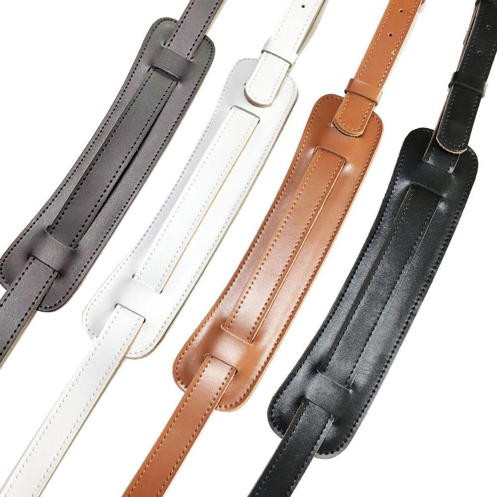 Leather Guitar Crossbody Strap Solid Color Bass Straps Belt Durable Electric Guitar Strap