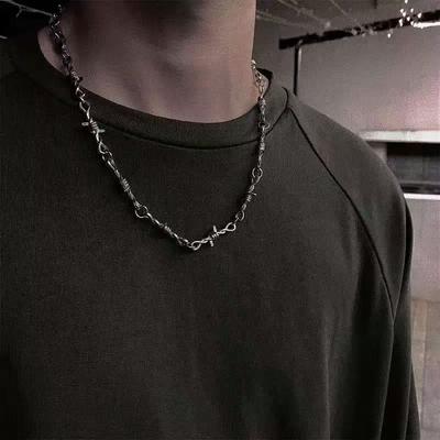Fashion Punk Necklace Metal Thorn Twist Men's Wire Chain Spike