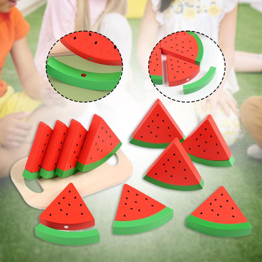 Holz Wassermelonen Scheiben Spielset für Kinder - Heimküche Partydeko Rollenspiel Lernspielzeug für Jungen & Mädchen Sommergeschenk