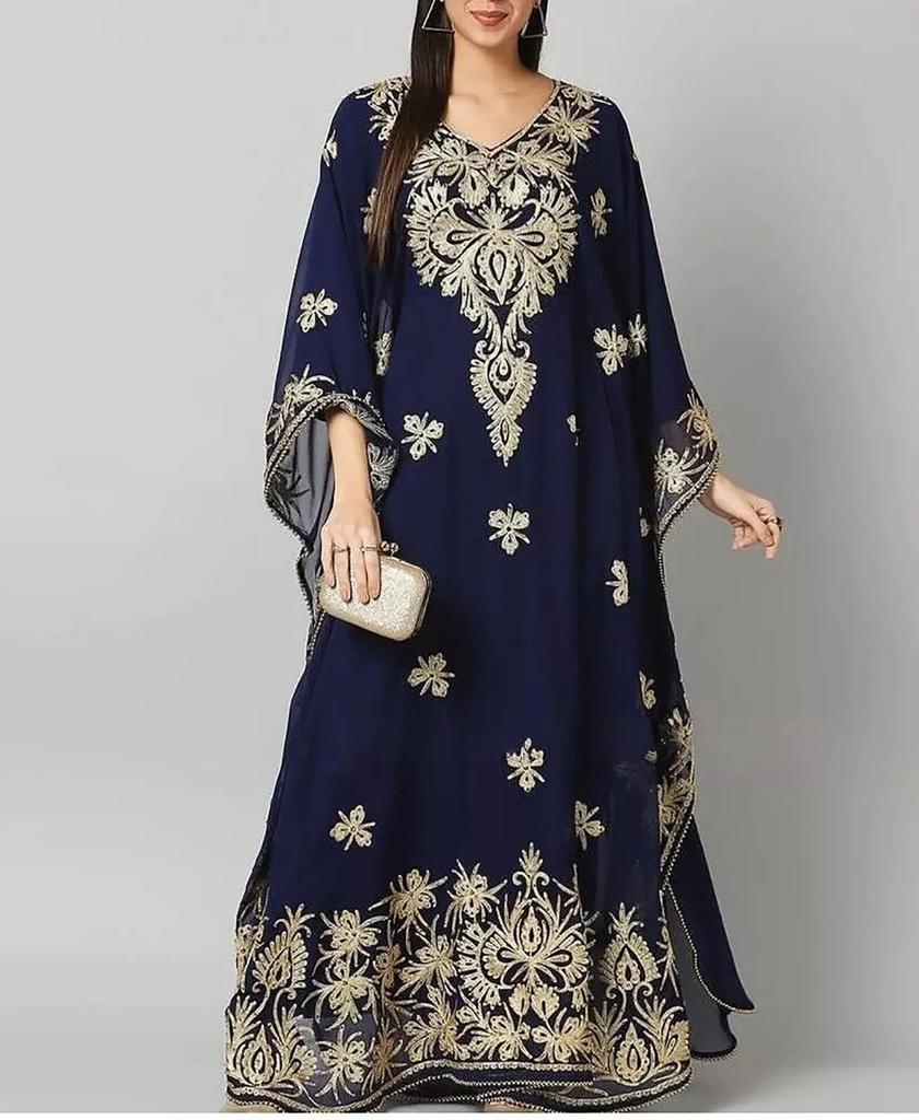 Moroccan Dubai Farasha Kaftan Gown Abaya Hand Work Dress Islamic Stylish Long