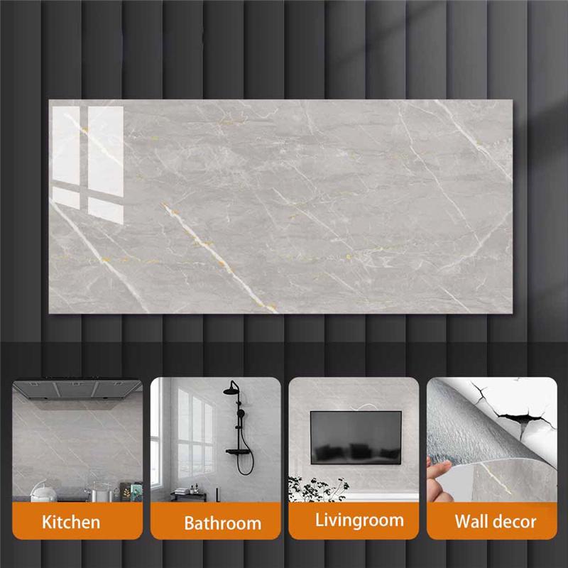 Self-adhesive PVC Faux Marble Tile Sticker Waterproof Peel-and-stick Wall Decal for Kitchen Backsplash Bathroom Decor
