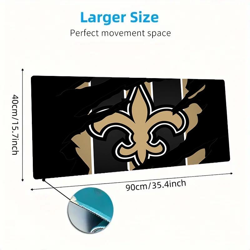 New Orleans Saints2 Druck Kissen Rutschfest Laptop Tablet Großes Mauspadd XXL Matte Mini-PC Spielmatte Mit Verriegeltem Rand