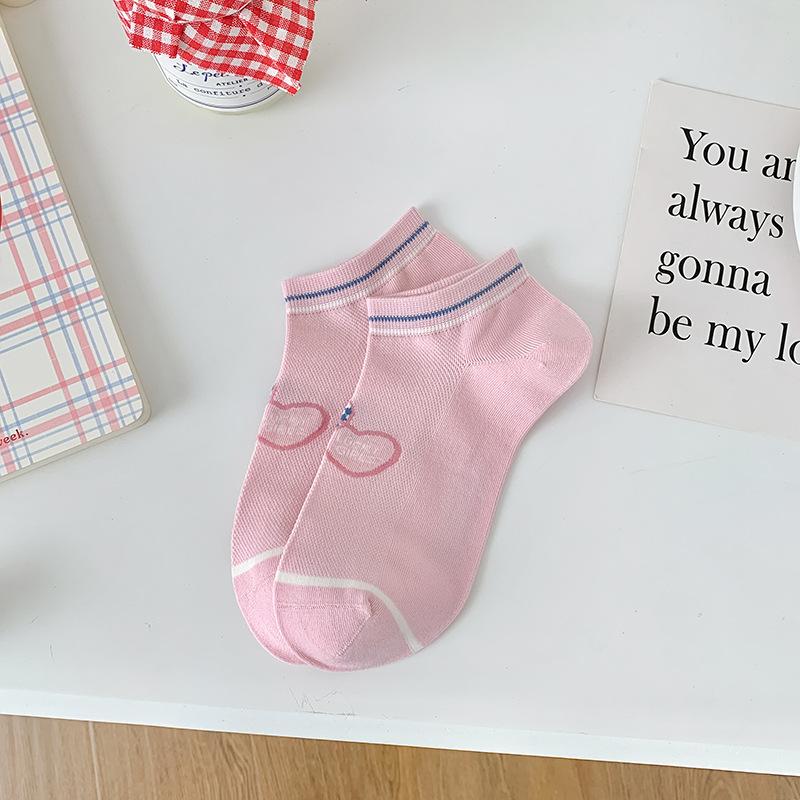 

Женские весенне-летние новые полосатые носки-гольфы с надписью Love в студенческом стиле, милые короткие 1 pair розовый