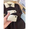 Maillard Coffee Lapel Bottom Top Women's Autumn and Winter Contrasting Olo Shirt Slim-fitting Versatile Commuter Knitted Sweater