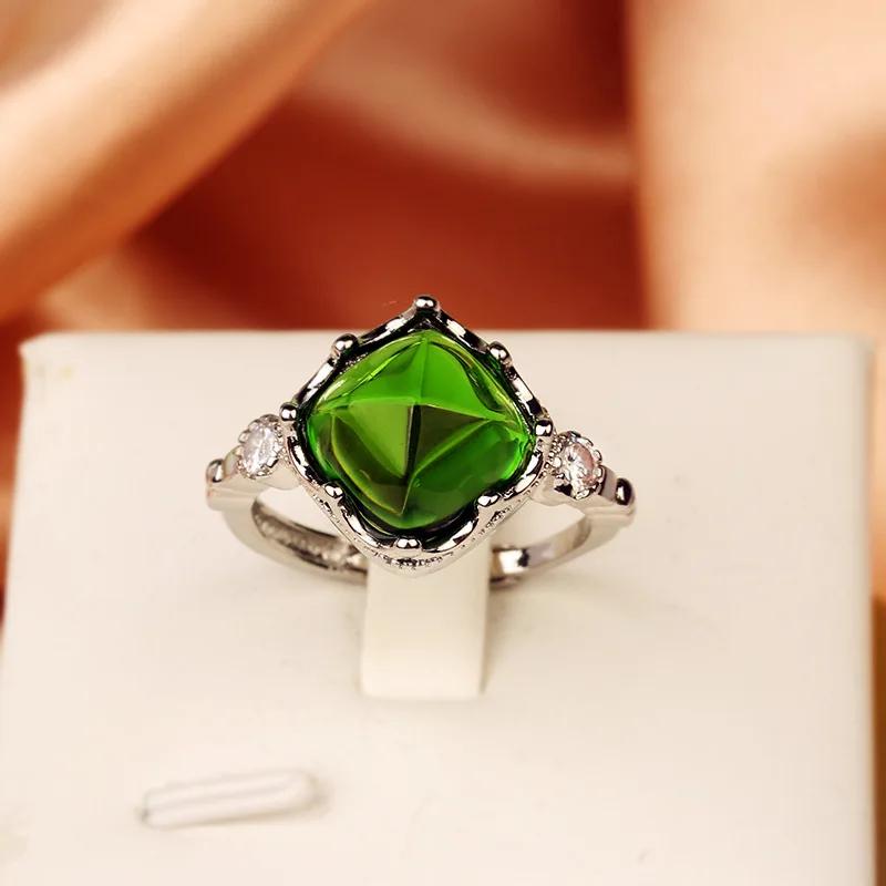 

Luxury Temperament Imitation Natural Sugar Tower Sapphire Full Of Diamond Opening Ring Female Party Birthday Jewelry Gift resizable