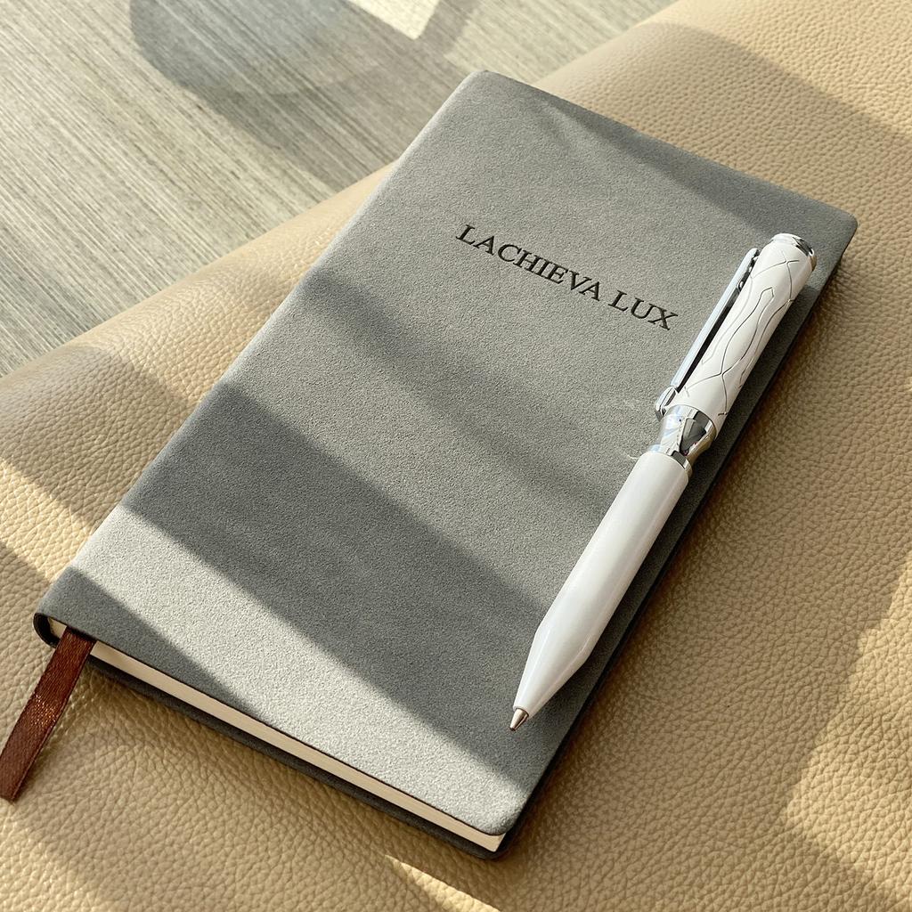 LACHIEVA LUX Jinki Luxury Writing Instrument Stationery with Swiss Crystal Luxury Metal Ballpoint Pen Gift Set 1 Black and 1 White Clip, (German Ink,