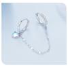 Avle Sterling Silver S925 Heart-Shaped Moonstone Chain Double Ear Cuff Earrings BSE809
