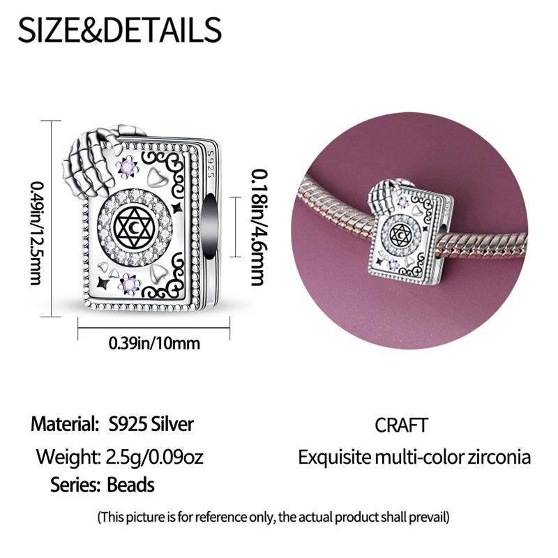 Halloween Party Copper Skeleton Hand Magic Book Bead Fit Charms Diy Bracelet For Jewelry Making Women Gift