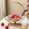 Glass Amber Petal Glass Bowl Metal Frame Dried Fruit Plate European Fruit Tray  Party Display