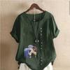 Moda Donna Maglietta Manica Corta Girocollo Stampata Coppia Carina Casual Cotone Lino Maglietta Grafica Tempo Libero Ampia Blusa Estiva Top