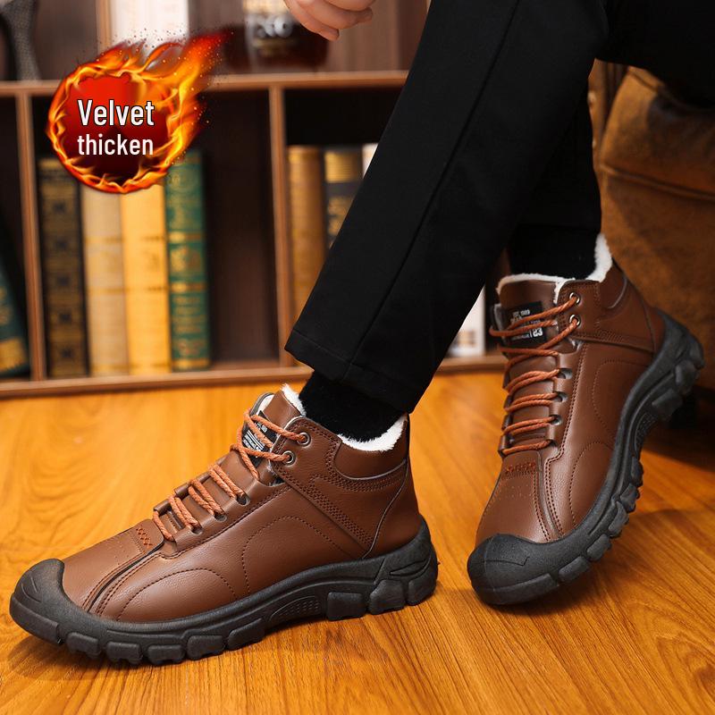 2025 Herren Plüsch Verdickte Martin Stiefel: Vielseitige Leder-Schnee- & Baumwollschuhe für Frühling/Winter