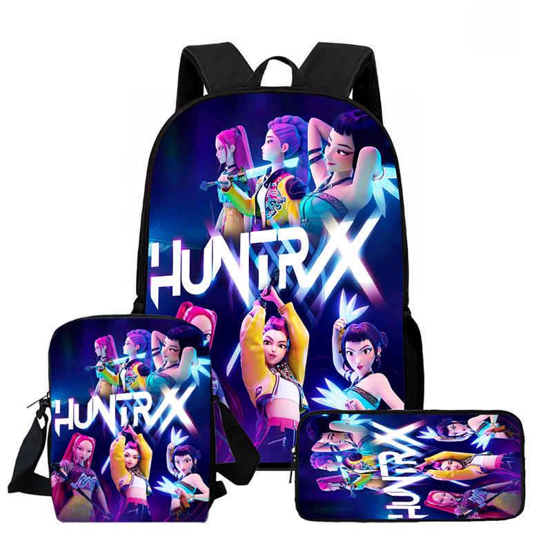 

K-pop Охотница на демонов Девочка Модный детский рюкзак: Печать HD, Большая вместимость, Легкий вес, Студенческая сумка с защитой позвоночника