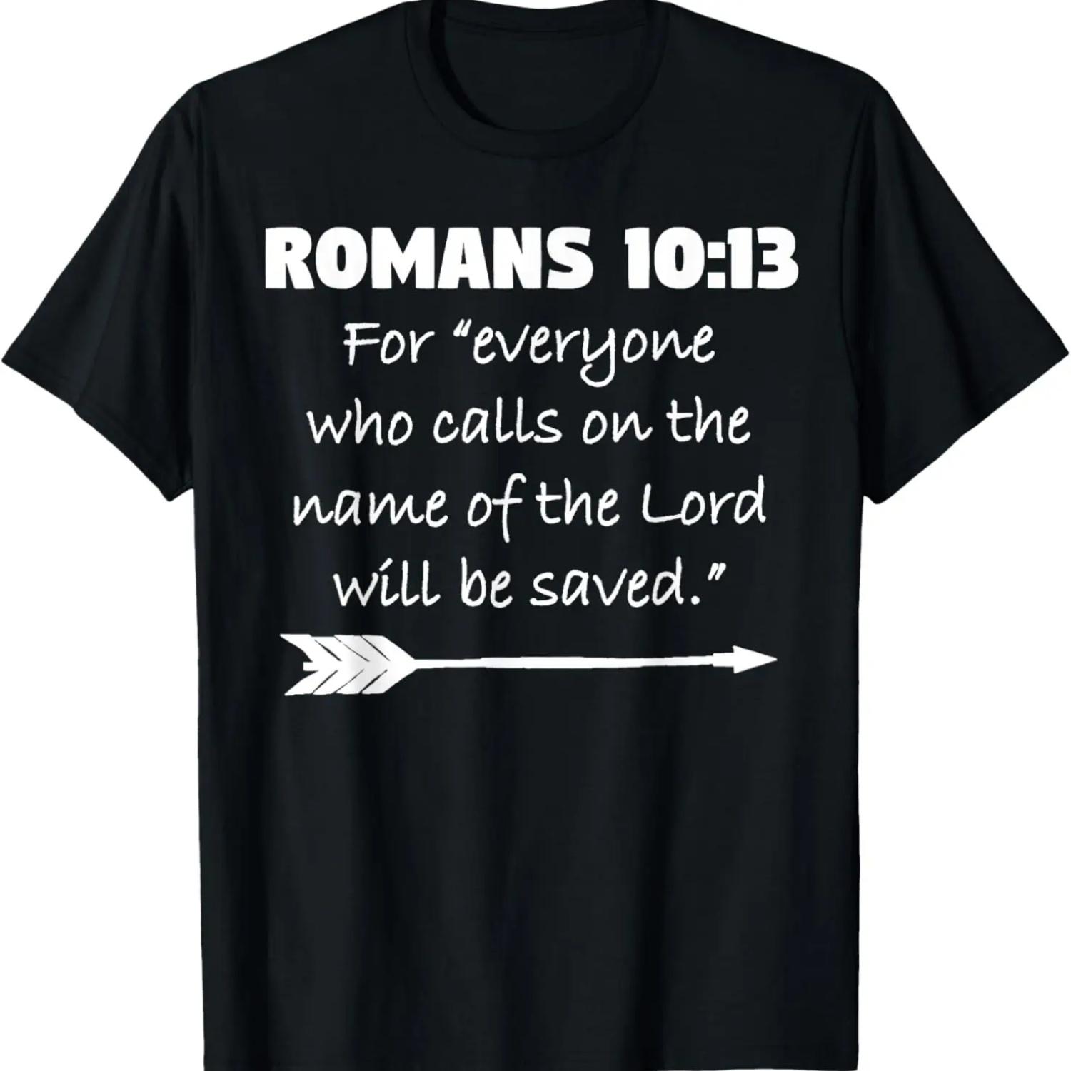 Christian Bible Verse Quote T-Shirt - Romans 10_13 S чёрный