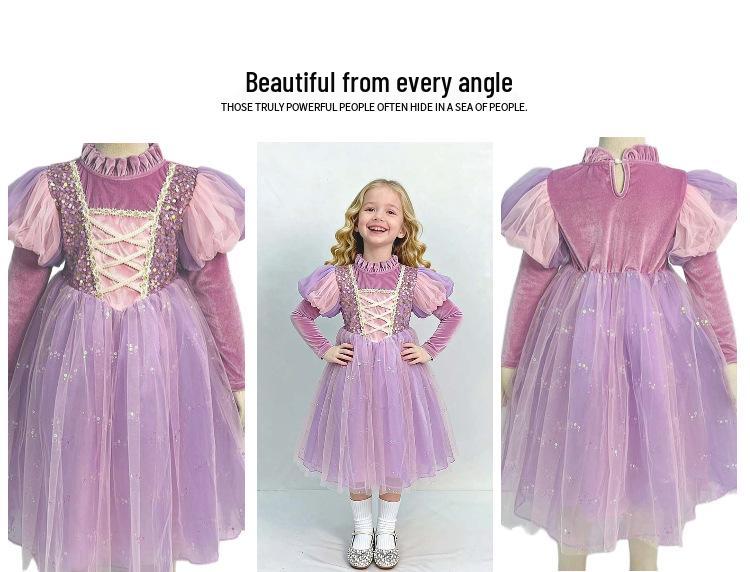 Elsa Princess Dress for Girls - Spring/Autumn Birthday Puffy Skirt