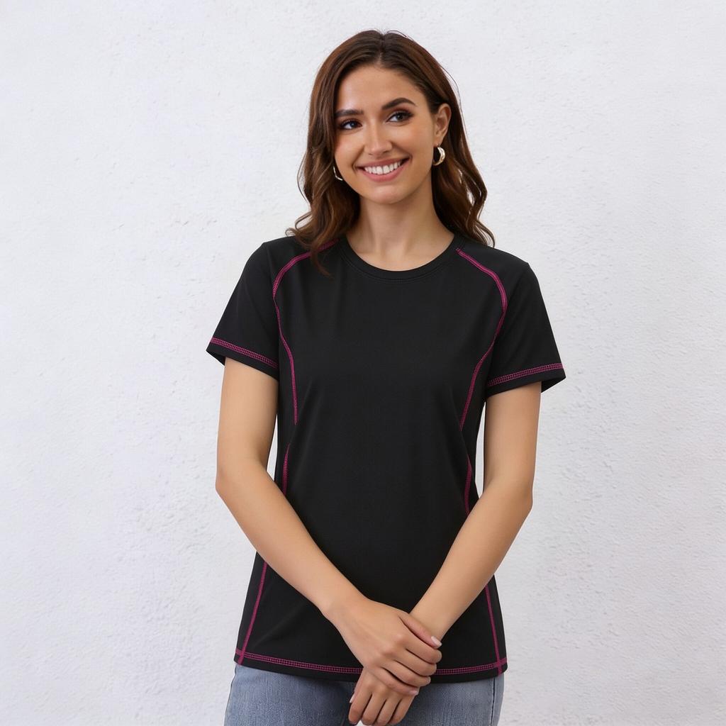 Summer Women's Quick Drying Ice Silk T-shirt, Women's Outdoor Sports Short Sleeved Top