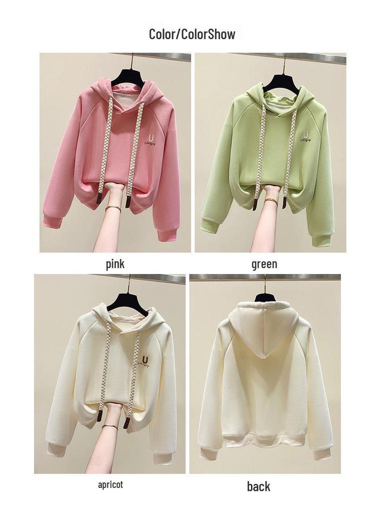 Women's Fleece-Lined Hooded Sweatshirt - New 2024 Petite Winter Dopamine Style