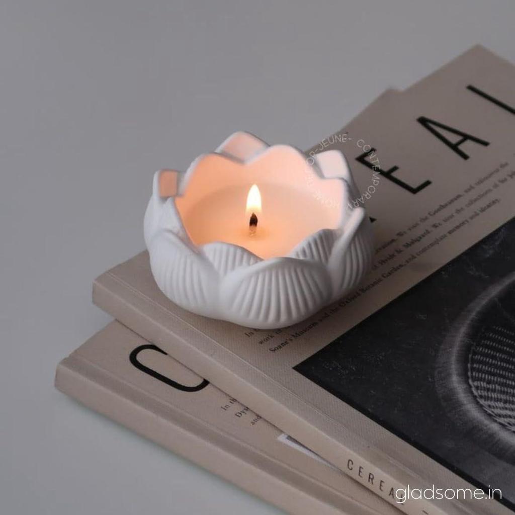 Concrete Lotus Jar Candle | Velvet Rose Aroma Burn Time | Perfect for Home Decor & Gifting