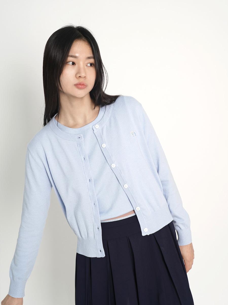 Nitina Basic Round Cardigan Bl Blue/Free