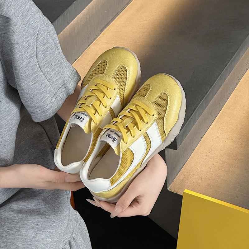 Leather mesh breathable German training shoes women's summer new versatile soft-soled Forrest Gump shoes sports and leisure board shoes