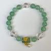 Women Natural Green Quartz Bead Bracelet Retro Gold Plated Pendant Bracelet Fashion Hand Ornament