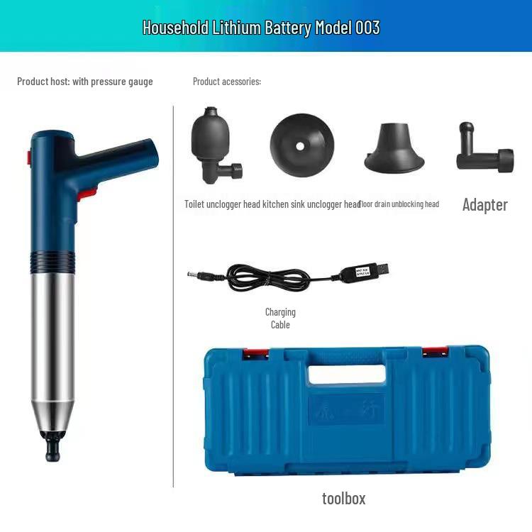 Stainless Steel High-Pressure Lithium Battery Toilet Unclogger