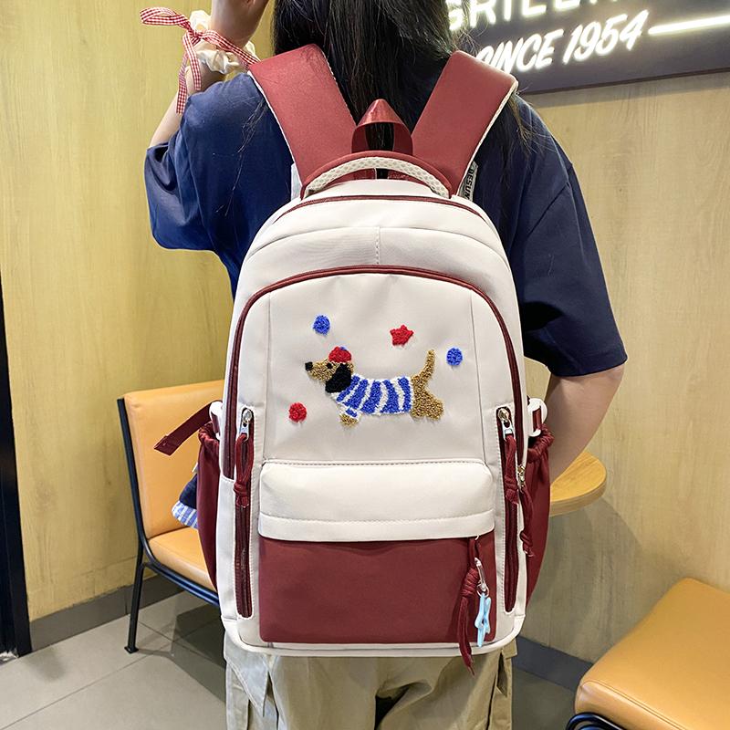 Cartoon-Rucksack mit Kontrastfarbe für Mittelschüler, leichter Schulrucksack, Damenrucksack mit großem Fassungsvermögen