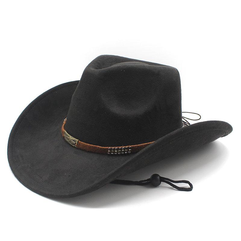 Retro Jazz Hat, Suede, Upturned Brim, Western Cowboy Hat, Men's and Women's Autumn and Winter Wide-brimmed Felt Hat