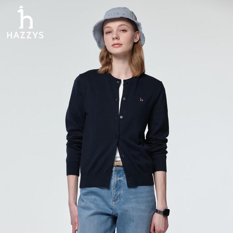 HAZZYS Women s Elegant Commuter Round Neck Knitted Cardigan M
