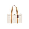 Spin 42 Jacquard Monogram Color Block Long Handle Fabric Shoulder Tote Bag Large Women Tote Bags White Beige C8633-B4NP