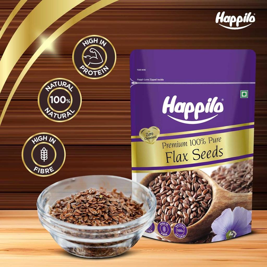 Flax Seeds (250 G), Premium 100% Pure Flax Seeds, Happilo