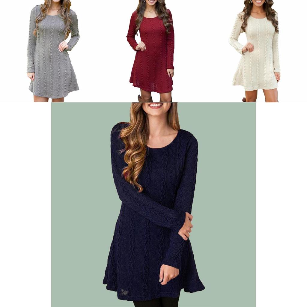 Stylish Women's Knitted Sweater Jumper Mini Dress For Cozy Winter And Autumn Wear