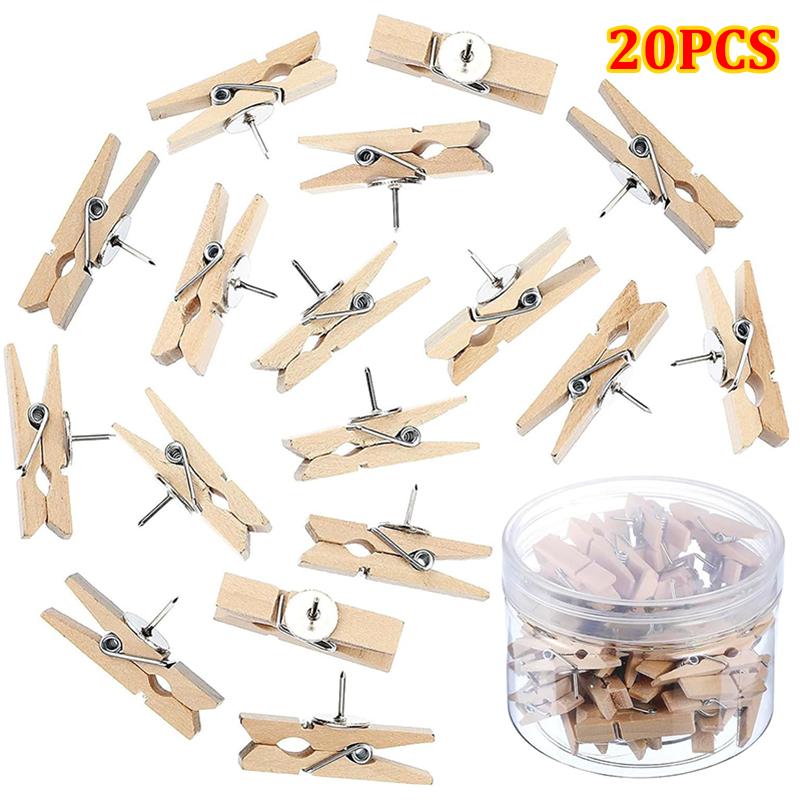 Xiaomi 50Pcs/20PCS Wooden Clips Push Pins Tacks Decorative Photo Clips Supplies Office School Stationery Binder