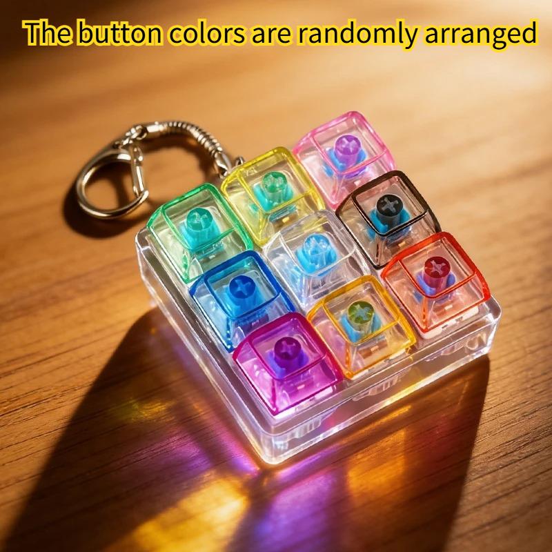 LED Keyboard Keychain Fidget Toy - Clickable Buttons Stress Relief, Portable Desk Accessory Office Decor Gift