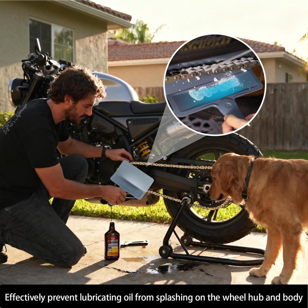 Foldable Motorcycle Chain Oiler Tool No Clutter Lube Applicator With Oil Baffle, Women Men Beginners Long Travel Cycling Parts