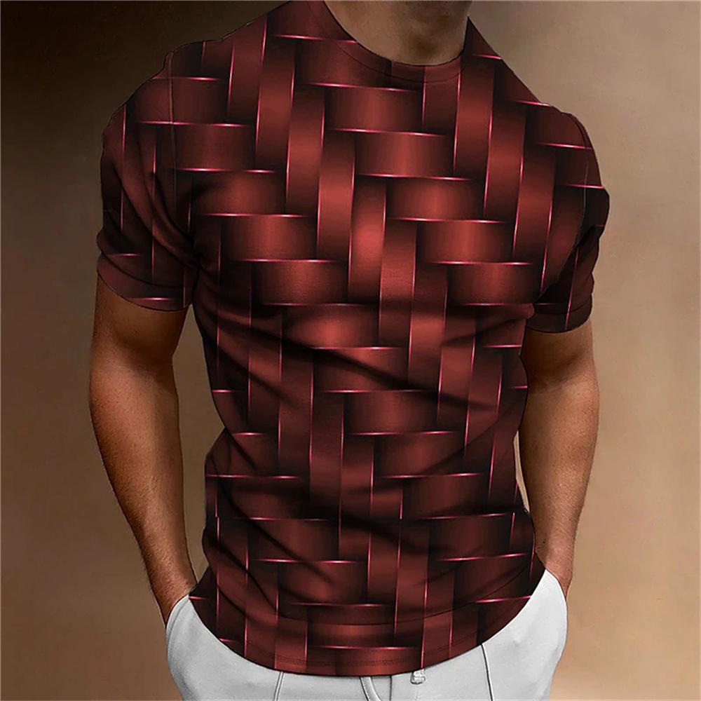 2025 Geometric Print Men's Single T-shirt, 3d Print Men's Top, Casual