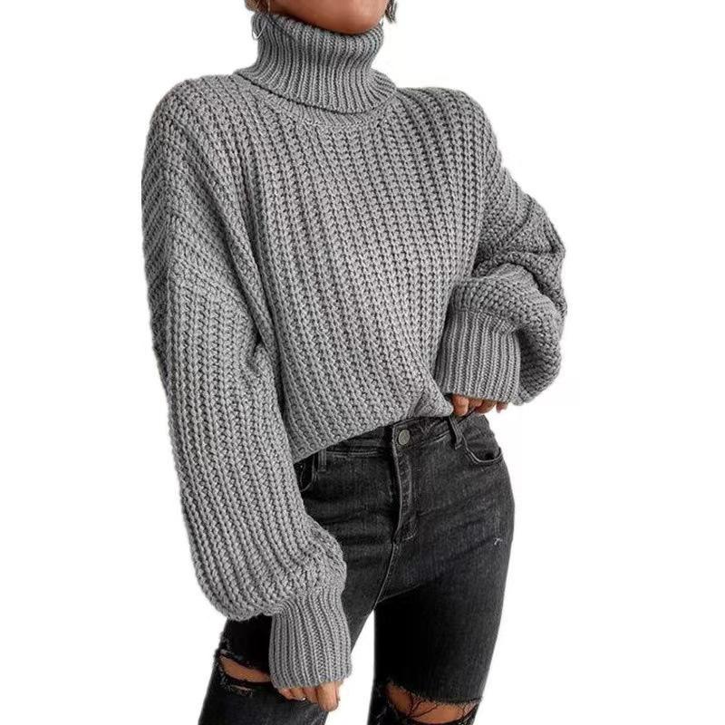 Women's Simple Fashion Non-Pilling Knitted Sweater Urban Trend Solid Color Round Neck