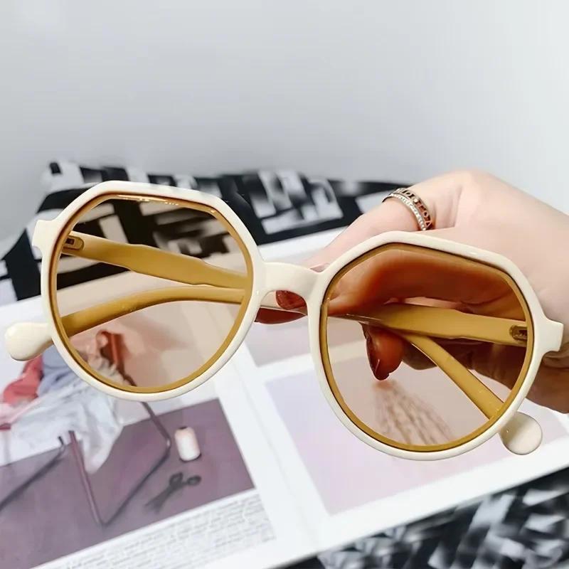 2pcs Women'S Vintage Minimalist Round Fashion Glasses Cute Candy Color Decoration