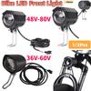 Ebike E-Bike 36V 48V 60V 80V Electric Bicycle Light with Horn Waterproof Scooters Motorcycle Headlight Horn Set Front Headlight
