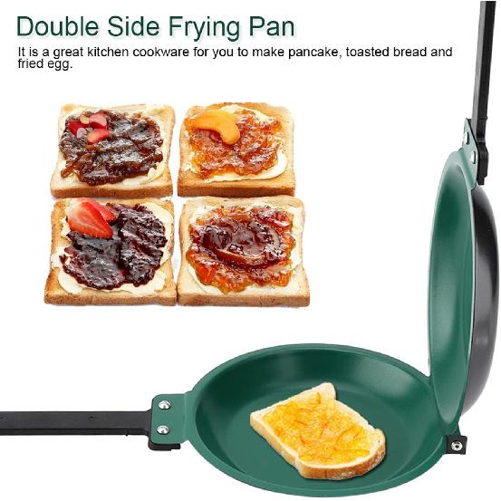 Double Side Pan, Haofy Double Side Pancake Griddle Molds Non-stick Ceramic Coating Flip Frying Pan Pancake Maker Household Kitchen Cookware (Green)