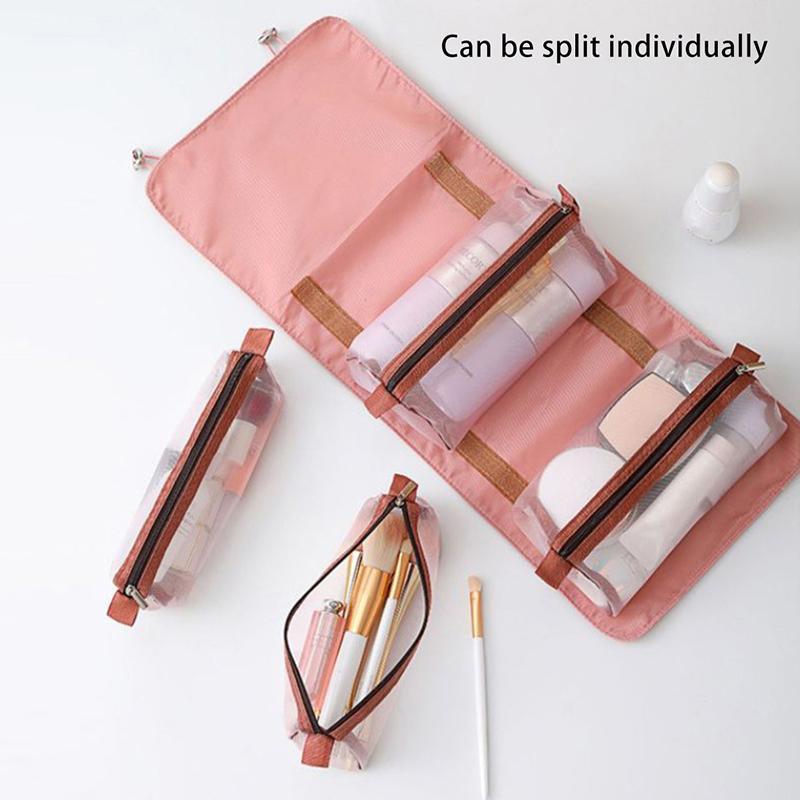 Detachable Makeup Bag Women Zipper Mesh Large Capacity Cosmetics Pouch Foldable Portable Travel Wash Storage Bag